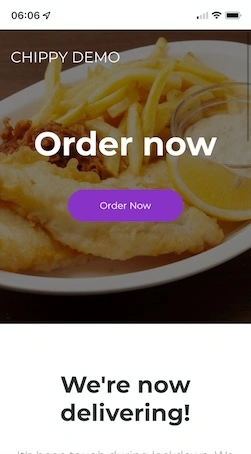 Customisable takeaway landing page