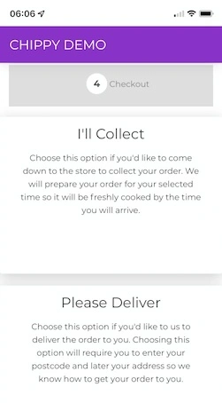 Select collection or delivery during online order