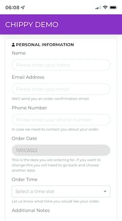 Easy checkout for online food orders